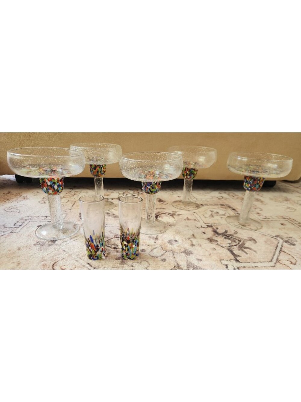Baja Confetti Collection Set of 7 Confetti Margarita/Shot Glasses